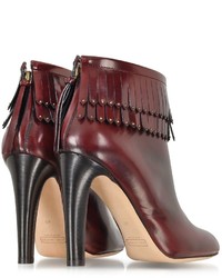 Marc Jacobs Burgundy Leather Fringed Boot