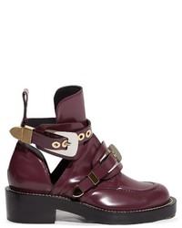 Balenciaga Ceinture Cut Out Leather Ankle Boots