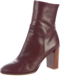 Celine Cline Leather Round Toe Ankle Boots