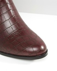 London Rebel Croc Print Mid Heeled Ankle Boots