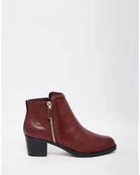 Ted Baker Jylon Leather Mid Heeled Zip Ankle Boots