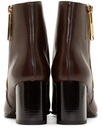 Burberry London Burgundy Leather Ankle Boots