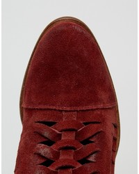 Free People Loveland Red Leather Ankle Boots