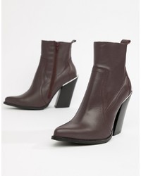 ASOS DESIGN Premium Leather Elka Western Ankle Boots