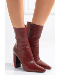 Vetements Textured Leather Ankle Boots Burgundy