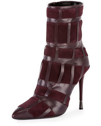 Tom Ford Woven Leather 105mm Ankle Boot Wine