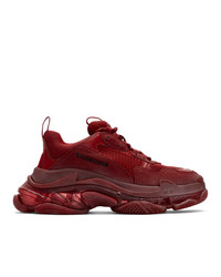 Burgundy Leather Athletic Shoes