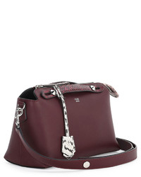 Fendi By The Way Small Leather Snakeskin Satchel Bag Bordeaux
