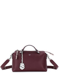 Fendi By The Way Small Leather Snakeskin Satchel Bag Bordeaux