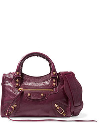 Balenciaga Classic City Mini Leather Shoulder Bag Burgundy