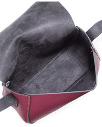 Neiman Marcus Faux Leather Tassel Saddle Bag Burgundy