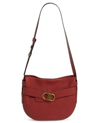 Tory Burch Gemini Belted Leather Hobo Red
