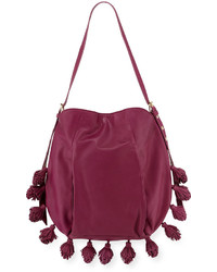 Cynthia Rowley Kassia Leather Tassel Hobo Bag Mulberry