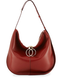 Nina Ricci Kuti Large Leather Hobo Bag Red