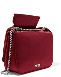 No.21 No 21 Knot Satin And Leather Shoulder Bag Burgundy