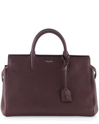 Saint Laurent Rive Gauche Small Grain Leather Satchel Bag Bordeaux