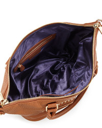 Neiman Marcus Studded Faux Leather Satchel Bag Cognac