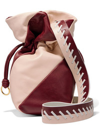 Diane von Furstenberg Two Tone Leather Shoulder Bag Merlot