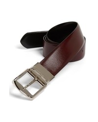 Canali Unito Reversible Leather Belt Burgundy 34
