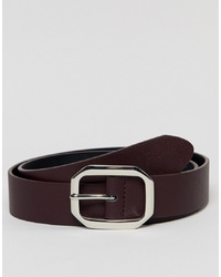ASOS DESIGN Faux Leather Wide Belt In Burgundy With Silver