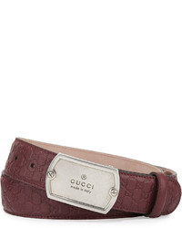 Gucci Microssima Belt With Dog Tag Buckle