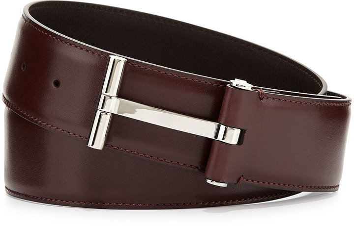 Tom Ford T Buckle Belt Oxblood, $730 | Neiman Marcus | Lookastic