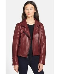 Nicole Miller Asymmetrical Lambskin Leather Moto Jacket
