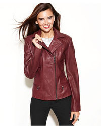 Anne Klein Asymmetrical Quilted Leather Jacket