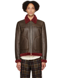 Paul Smith Brown Aviator Shearling Leather Jacket