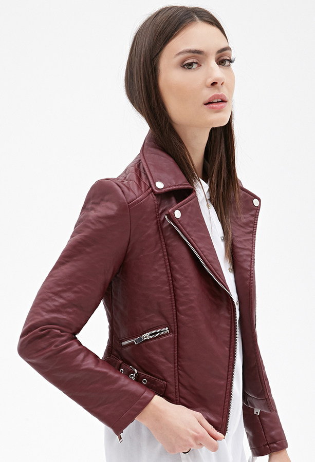Forever 21 Zippered Faux Leather Moto Jacket Where to