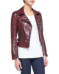 Lamarque Joanna Asymmetric Leather Jacket Burgundy