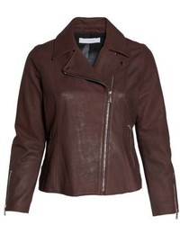 Tahari Plus Size Skylar Leather Moto Jacket