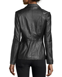 Neiman Marcus Basic Solid Leather Blazer