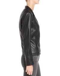 Cole Haan Signature Faux Leather Notched Wing Collar Jacket