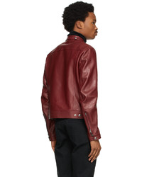 Tom Ford Red Shiny Leather Racer Jacket