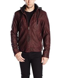 X-Ray Slim Fit Faux Leather Moto Jacket With Removable Hood