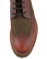 DSquared 2 Leather Tweed Wing Tip Boot Brown