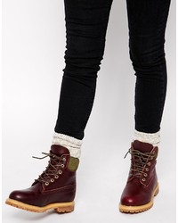burgundy leather timberlands