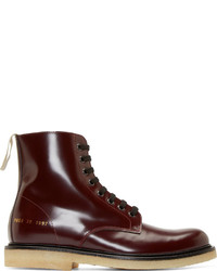 Common Projects Burgundy Combat Boots