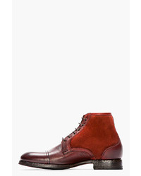 Paul Smith Burgundy Dip Dyed Suede Leather Boots