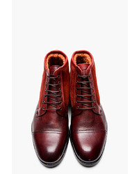 Paul Smith Burgundy Dip Dyed Suede Leather Boots