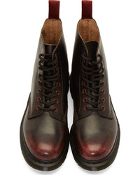 Dr. Martens Red Black Scuffed 8 Eye Pascal Boots