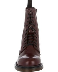 Barneys New York Side Zip Boots Red