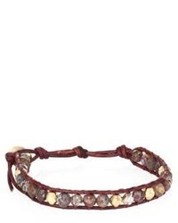 Chan Luu Pietersite Crystal Leather Beaded Bracelet