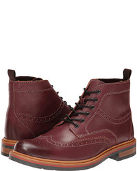 Burgundy Leather Brogue Boots