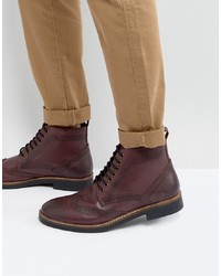 Frank Wright Brogue Boots Burgundy Leather