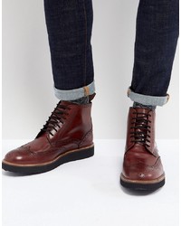 Dead Vintage Brogue Boots In Bordo Leather