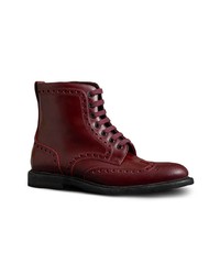 Burberry Brogue Detail Polished Leather Boots