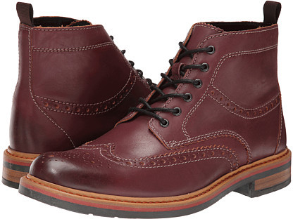 clarks mens smart darby rise leather boots in burgundy