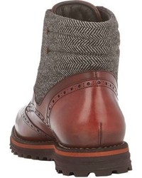 Franceschetti Herringbone Leather Wingtip Boots Brown